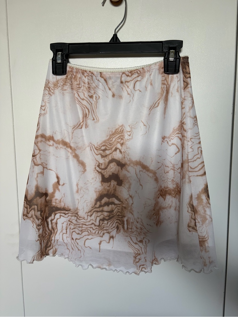 Sophie Rue White Skirt with Brown Marble Print